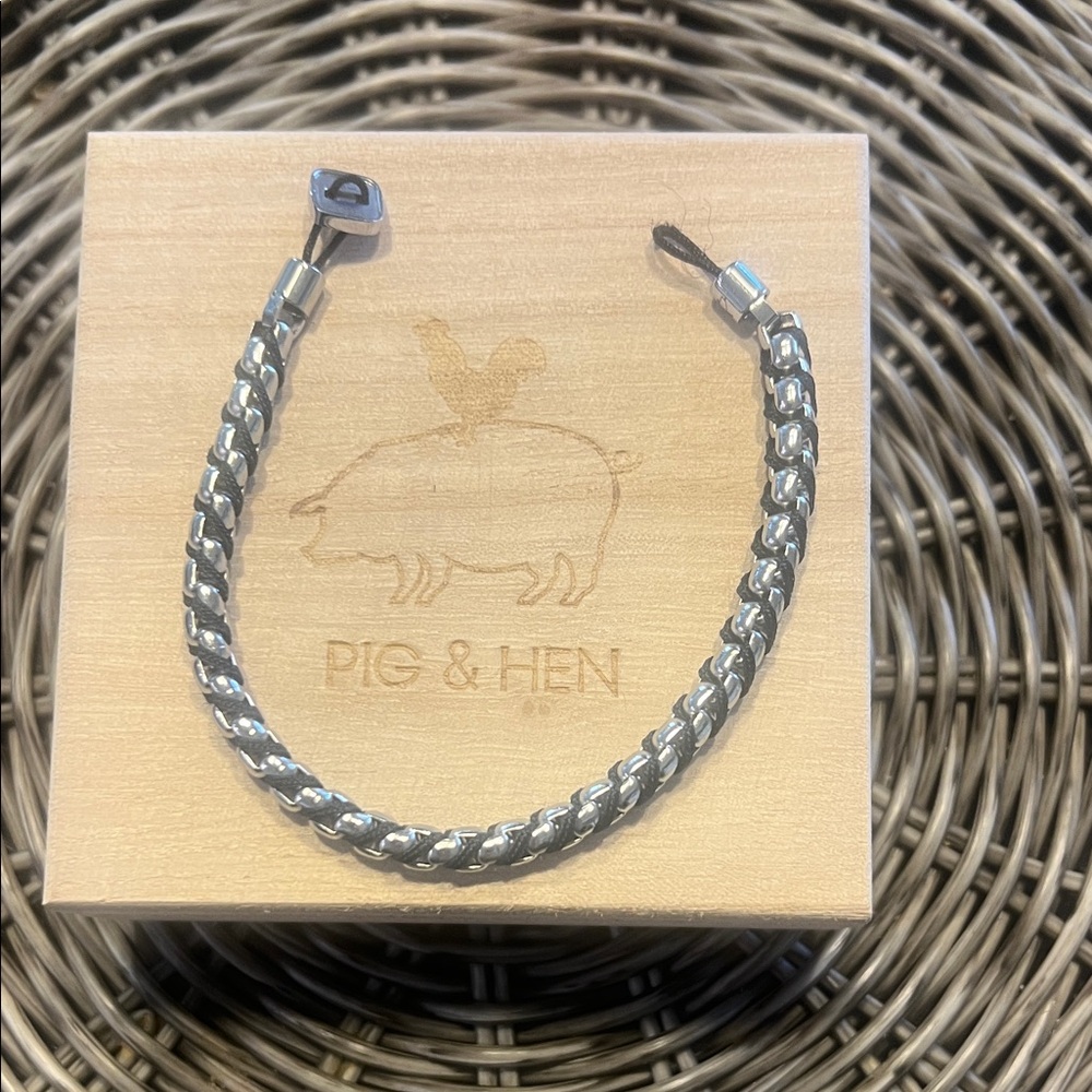 Pig & Hen Men's Silver Braided Stainless Steel Bracelet